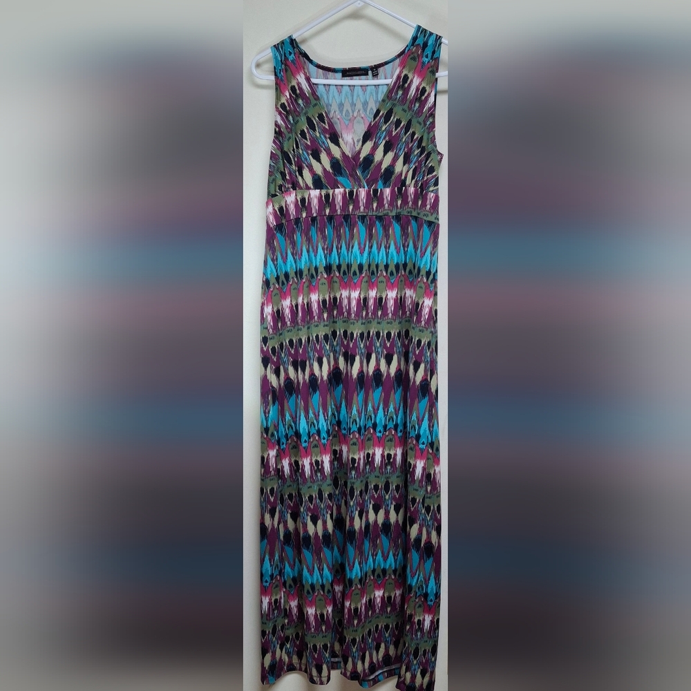 Notations Multicolor Sleeveless Maxi Dress Flowy Comfortable Casual